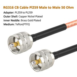 MOOKEERF CB Coax Cable 20ft,UHF PL259 Male to Male CB Antenna Cable RG316 PL-259 Jumper Cable 50 Ohm for HAM CB Radio,Antenna Analyzer,Dummy Load,SWR Meter etc.
