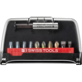 PB Swiss Tools BitCase with 10 Cross Slot Pozidriv Torx Bits | PB C6.702 BC | 100% Swiss Made | Bit Set with Strap Clip for Standard Applications in Industry and Crafts
