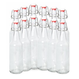 ICE N COLD | Pack of 12 Clear 16-20oz Growler with Flip Top Airtight Silicone Seal For Beverages