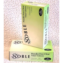 100 Pcs Noble Products Disposable Vinyl Gloves Latex Free Powder Free Clear Gloves for Cleaning Cooking Beauty Dishwashing Transparent (Medium)