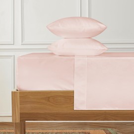 URBANHUT California King Sheets Set Egyptian Cotton, 4 Pc Sheets Set, Soft & Sateen Weave Sheets for Cal King Size Bed, Luxury Hotel Bedsheets with 16" Elasticized Deep Pockets - Blush