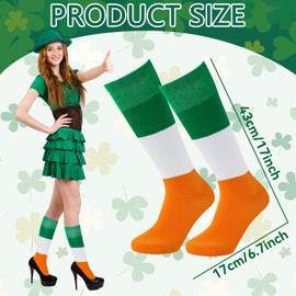 2 Pairs St. Patrick’s Knee High Socks for Women Men, St Patrick’s Day Accessories Novelty Irish Flag Long Tube Socks, Funny Irish Green Costume Socks for St. Patrick’s Day Gifts Party Favors