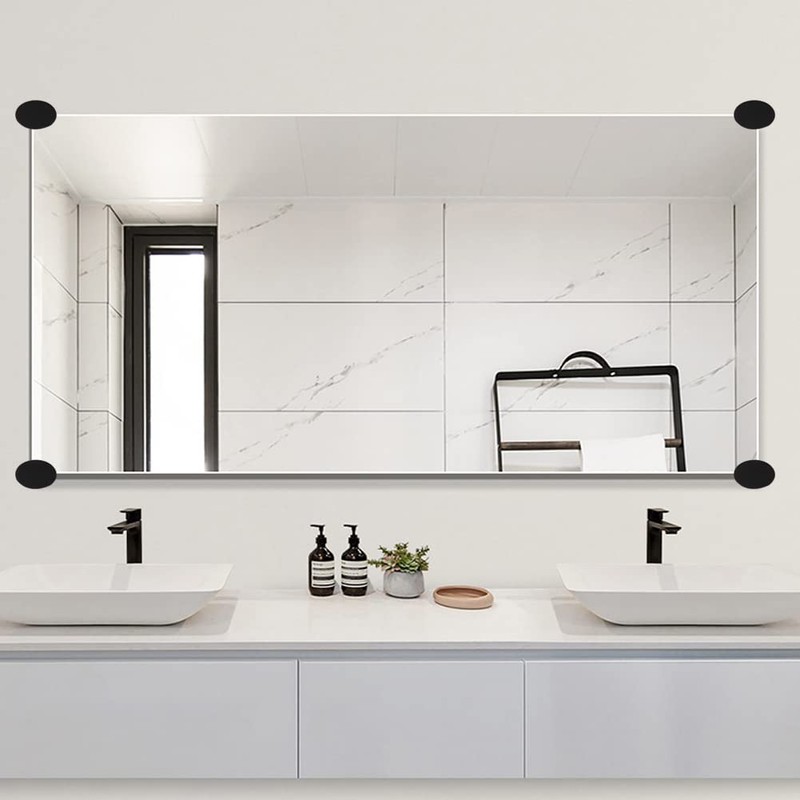LB-LAIBA Glass Clips Clamps Holder, Round Shape Wall-Mounted Mirrors Bracket,