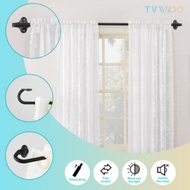 TVWOO Wrap Around Curtain Rods,Black Curtain Rods 28 to 48 Inch,5/8 Inch Adjustable Blackout Curtain Rod Set,Room Darkening Single Window Rod,Metal Thicken Hidden Curved Drapery Rod 28-48",Matte Black