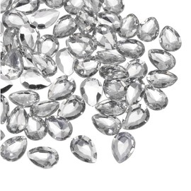 sourcing map 50Pcs 13 x 18 mm Teardrop Rhinestones Acrylic Pointed Back Rhinestone Beads Gems for Jewelry Making Costume Crystal Embellishments Crafts,Grey