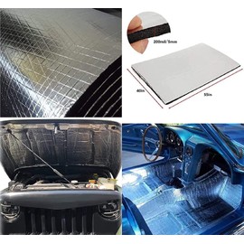 Automotive Thermal Acoustic Insulation Heat Shield Sound Deadening Material 200 mils 15.07 sqft 55" x 40" Aluminum Foil Face Self-Adhesive