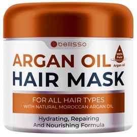 BELLISSO Mascarilla Marroquí de Aceite de Argán - Hidratante Acondicionamiento Profundo para Cabello Seco Extremadamente Dañado - Tratamiento Hidratan