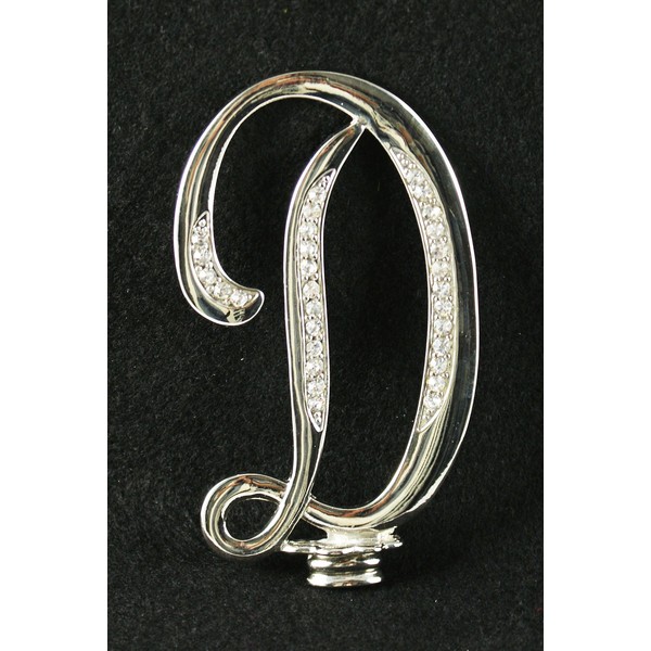 Silver Rhinestone Monogram Wedding Cake Topper Top Letter Initial"D"