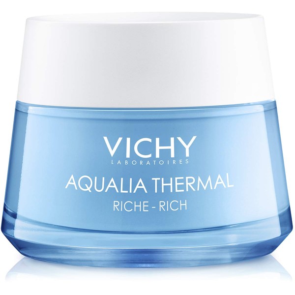 Vichy Aqualia Thermal Rich Face Cream Moisturizer for Dry and Extra-Dry Skin, Facial Moisturizer with Natural Origin Hyaluronic Acid to Hydrate, Soothe and Moisturize, Paraben-Free