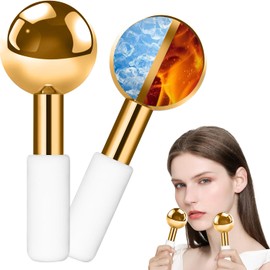 AUKL Ice Globe Stainless Steel Beauty Facial Massager for Face & Eyes, Unbreakable Stainless Steel Cryo Stick for Beauty Routines, Facials Cold Roller Cooling Globe(Gold,1Pack)