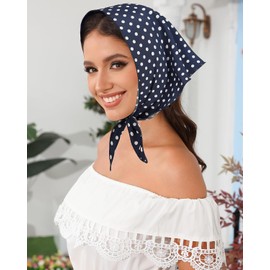 AWAYTR - Pañuelos para el cabello con lazo para la cabeza, pañuelo para mujeres y niñas, pañuelo para el cabello bohemio con lazo en la espalda, pañuelo para la cabeza, Lunares, rojo, negro, azul