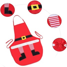 Uten Christmas Apron, Cooking Apron, Christmas Decoration with Pockets, Red, Waterproof, for Cooking, Crafts, BBQ, Party, 74 x 55 cm, A Style