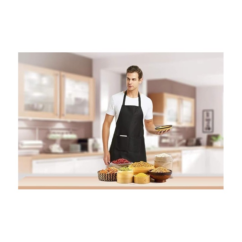 TESIN 12 PCS Plain Color Bib Apron Adult with 2