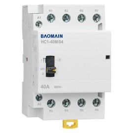 Baomain Manual Household AC Contactor 110VAC 40A 4 Pole 4NC 50/60Hz Modular Contactor Circuit Manual/Automatic Control 35mm DIN Rail HC1-40M/04 (40 Amp.)