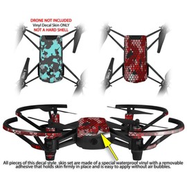 Skin Decal Wrap 2 Pack for DJI Ryze Tello Drone WraptorCamo Old School Camouflage Camo Neon Teal Drone NOT Included