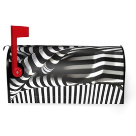 Black & White Stripe Print Mailbox Covers with Magnetic Standard Size 18x21 and 21x25.5In for Garden Yard
