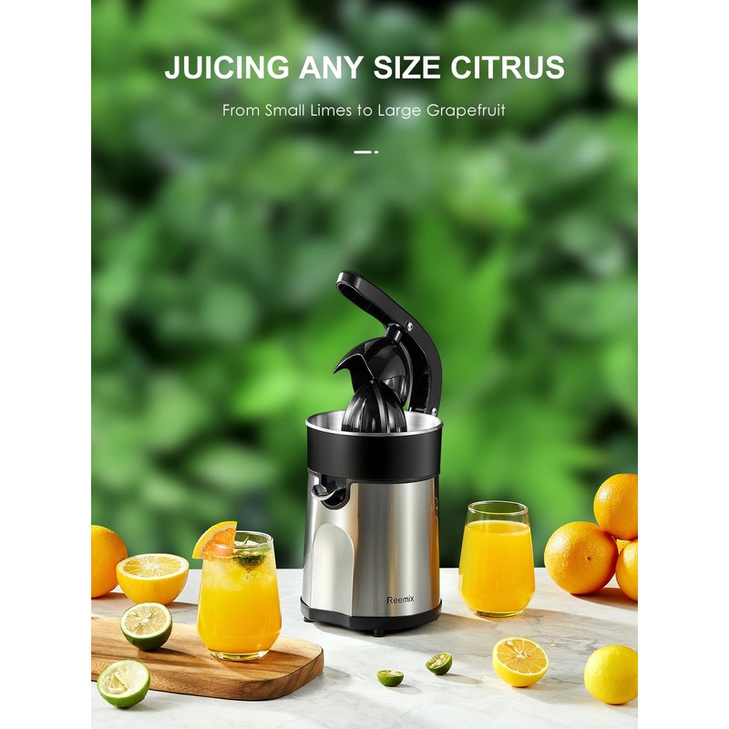 Electric Citrus Juicer Squeezer, Orange Juicer with Two Interchangeable Cones,