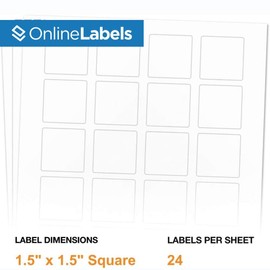 1.5 x 1.5 Square Label - Pack of 600 Labels, 25 Sheets - Inkjet/Laser Printer - Online Labels