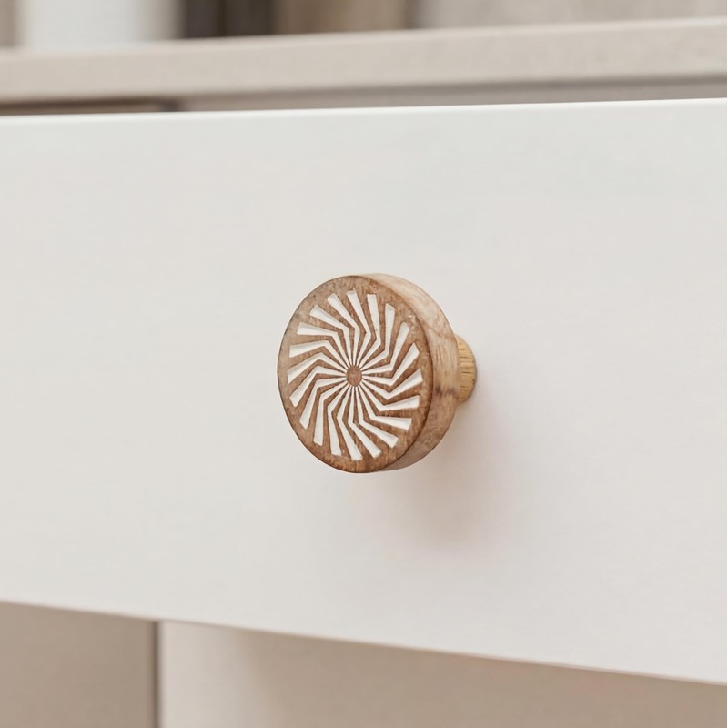 IndianShelf 18 Pack- Boho Knobs- Wood Knobs for Cabinets and