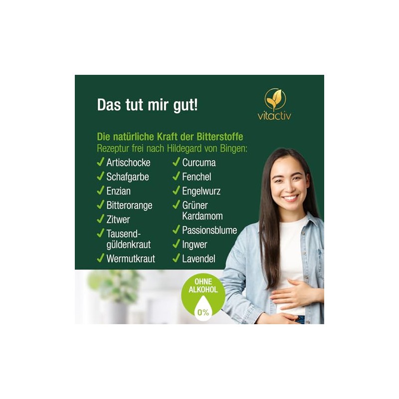 Vitactiv Bitter Herbs - Bitter Drops without Alcohol, 200 ml