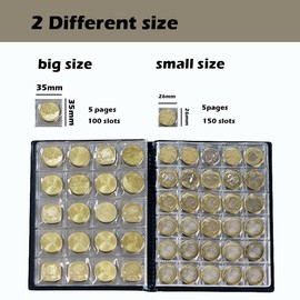 AWEELON 250 Pockets 10 Pages Coin Collection Album Coin Book, Brown