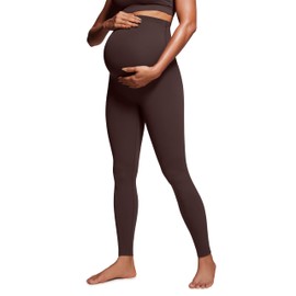 CRZ YOGA Womens Butterluxe Maternity Leggings Over The Belly 28" - Workout Activewear Yoga Pregnancy Pants Buttery Soft Hot Fudge Brown X-Small