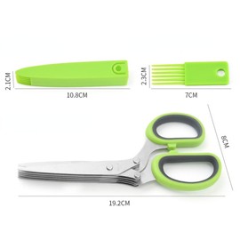 Nipogear Five-Layer Scissors, Stainless Steel, Multi-Layer Shredded Green Onion Scissors, Five-Layer Vegetable Scissors, Kitchen Tools. (Green)