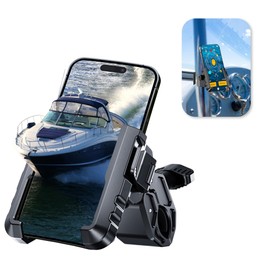 Giftaroo Pontoon Boat Accessories Phone Mount Holder, Men Gift 4.7-7" Marine Handlebar Cell Phone Clamp for Golf Cart Stroller Ebike Pool Umbrellas Mic Stand & Electric Scooter
