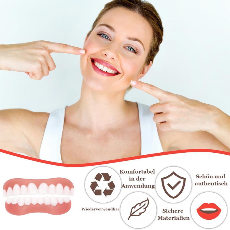 SPOKKI 4 Pairs of Fake Teeth, False Teeth Veneers, Cosmetic
