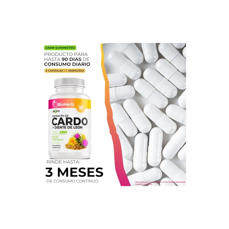 Bioherb Cardo Mariano Diente León Silimarina Estandarizada Fórmula Potenciada 180