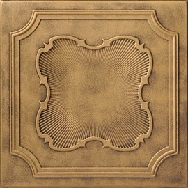 A La Maison Ceilings R74 Coronado Foam Glue-up Ceiling Tile (21.6 sq. ft./Case), Pack of 8, Antique Brass