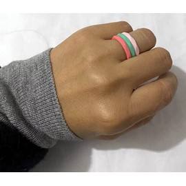 AZYOUNG Womens 3mm Wide Diamond Silicone Wedding Ring 10pcs set Pink Purple Blue Stackable Rubber Bands - US Size 4-10 (9)