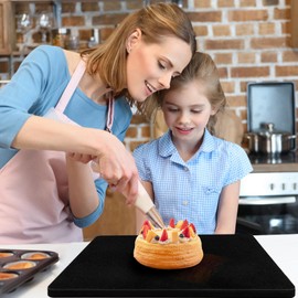 Adolif Natural Black Granite Marble Pastry and Cutting Board, 12x20x0.6 Inch, Heavy for Dough Chocolate, Pack of 1