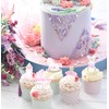 48 Pcs Pink Floral Baby Girl Party Cupcake Toppers for