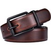 Beltox Men's Genuine Leather Reversible Belt 1.25" Rotate Black Buckle