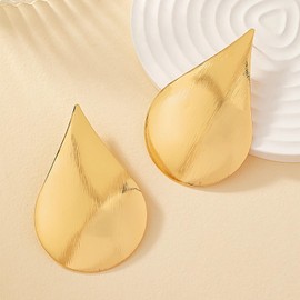 Gold Statement Earrings for Women Trendy 14k Gold Plated Chunky Earrings Large Teardrop Earrings Geometric Dengle Drop Earrings Fashion Jewelry (B)