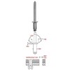 3/32" DIAMETER X .251-.375 GRIP RANGE, STEEL BLIND RIVET, COUNTERSUNK
