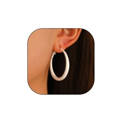 White Hoop Earrings for Women Exaggerated Hoops Earring 80s 90s Statement Hoop Earrings Large Round Loop Earring 80s 90s Neon Jewelry for Women Accessories (HoopWhite)