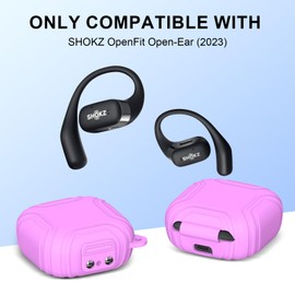 [Secure Lock] Silicone Case for SHOKZ OpenFit Open-Ear True Wireless Bluetooth Headphones Full Body Anti-Scratch Shockproof Protective Cover for SHOKZ OpenFit T910 Earbuds with Keychain (Purple)