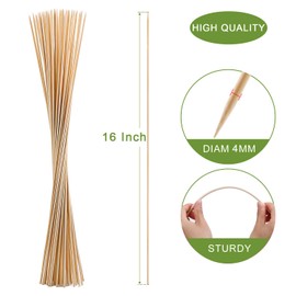 200 PCS Bamboo Marshmallow Roasting Sticks, SMores Skewers for Fire Pit, Proper Long 16 Inch Heavy Duty 4mm Thick Wooden SMores Sticks for Open Fire Pits Roaster Barbecue Hot Dog Camping Kebab Sausage