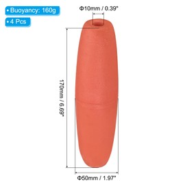 PATIKIL 6.69" x 1.97" Rope Float Buoy, 4 Pcs 160g Deep Water Floats Rope Float Buoy Great for Trail Markers Dock Floats Kayak Boats Swimming Pool, Red
