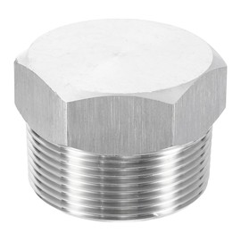 sourcing map 304 Stainless Steel Pipe Plug Fitting 1-1/2" NPT Male Thread Outer Hex Head Cap Hexagonal Head Bung Plugs Fittings for Air Water Oil Gas Tube
