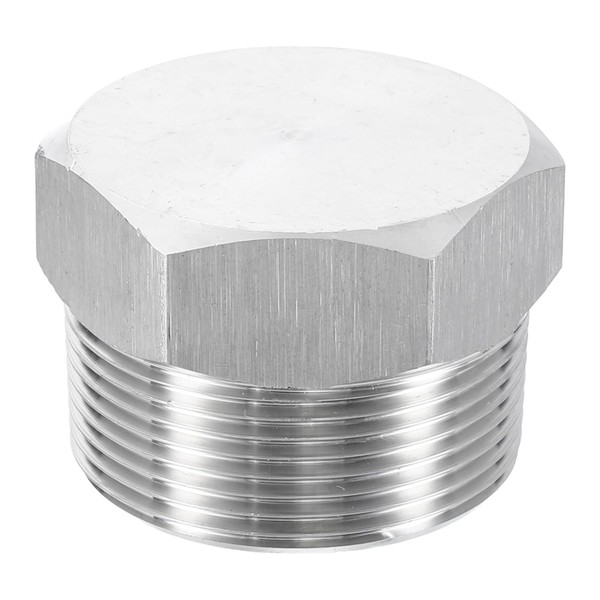 sourcing map 304 Stainless Steel Pipe Plug Fitting 1-1/2" NPT