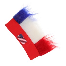 Baluue Patriotic Hairy Headband Wig Hat for Independence Day Soccer Fans Novelty Football Cap Costume Accessory Lightweight Comfortable Sports Event Headdress