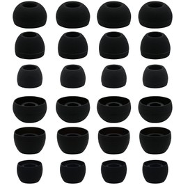 BLLQ 12 Pairs Silicone Replacement Earbud Ear Buds Tips Compatible with Skullcandy Sesh Evo and Other 3.8mm to 5.5mm Nozzle Earbuds Earphones, S/M/L Black