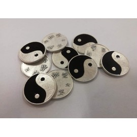 Eurofusioni Ching coins - TAO Yin Yang silver plated coins - The Yijing/I Ching Oracle and Lucky Charm - Diameter Coin inch 0,82-10 pieces