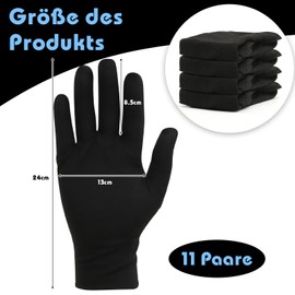 BORISCA 11 Pairs of Cotton Gloves, Black Gloves, Soft Liner Gloves, Thin Fabric Gloves, Elastic Textile Gloves, Reusable for Men and Women