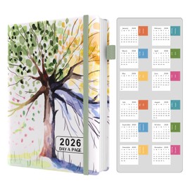 Daily Planner 2026 Yearly Agenda with Hourly Time Slots, January to December 2026, A5 2026 Day Planner with Calender Stickers, Banded Leather Hardcover, Inner Large Pocket (5.7'' x 8.3'')