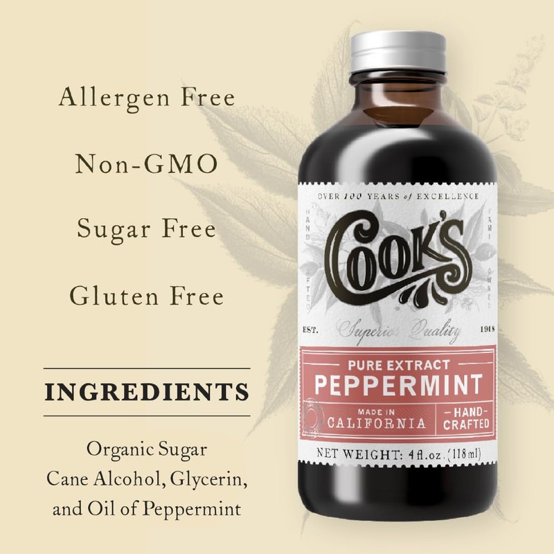 Cook's Pure Peppermint Extract,For Ice Creams, Candies, Icings, Cookies and