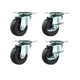 Castor Wheels 4 x 40mm Heavy Duty Swivel Furniture Caster Wheel Braked Rubber Silent Wheels for Trolley Office Chair Replacement Castors Wheels Black
